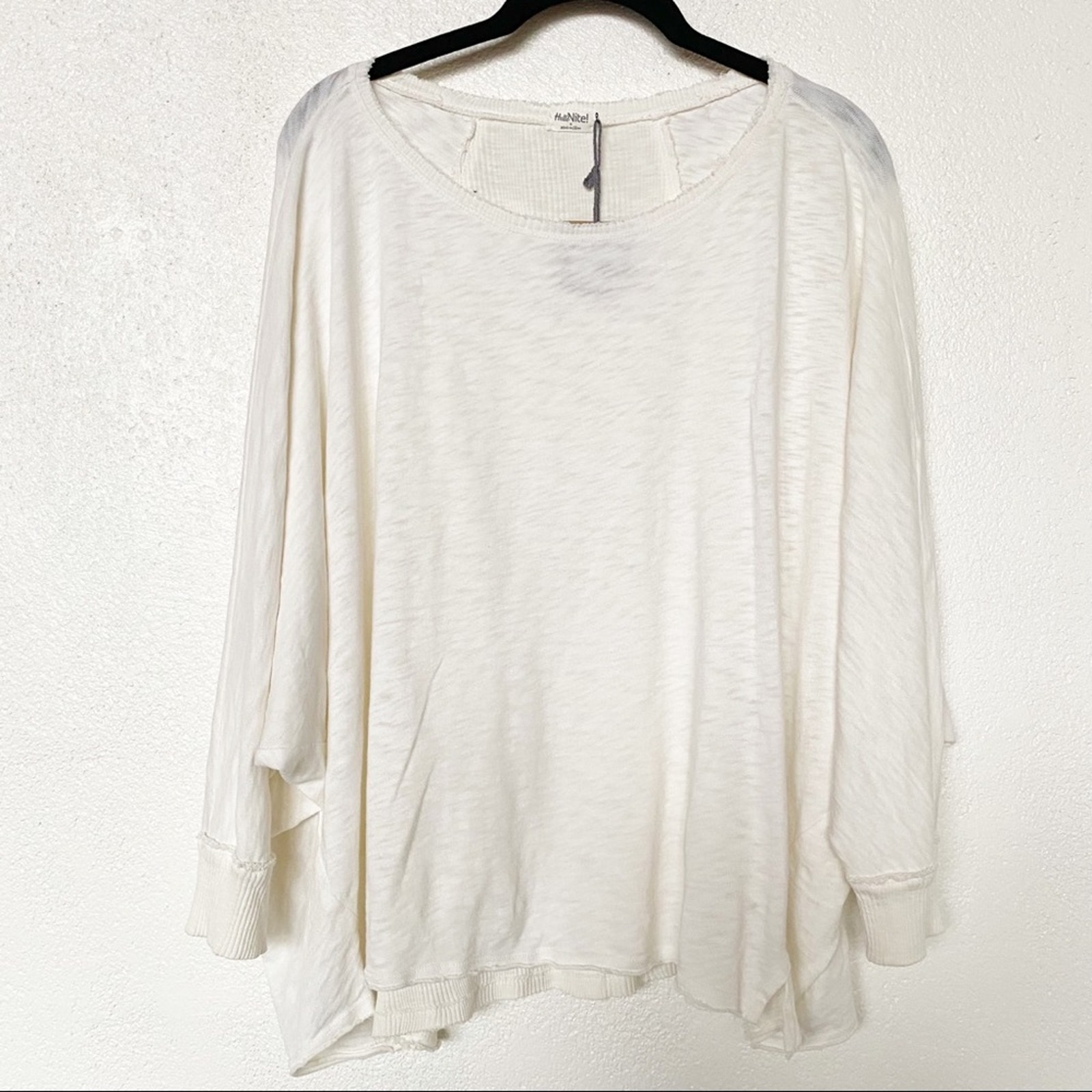 Hellonite Mineral Washed Dolman Sleeve Top Vintage White Size Small